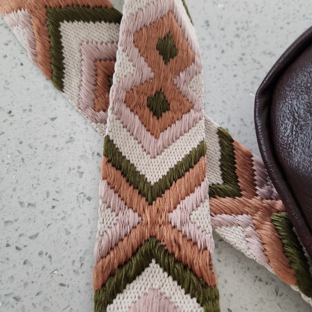 Brown Crossbody Sling Bag with Patterned Strap New Without Tag - Picture 12 of 13